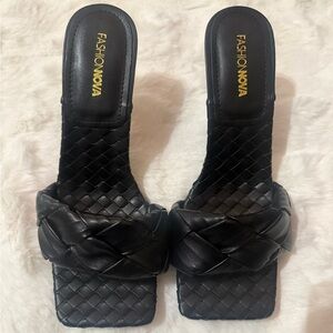 Fashion Nova Black Braided Heels